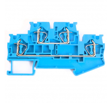 Зажим пружинный, 4-проводной проходной 2 уровня ЗНИ - 4.0 (JXB ST 4), синий STEKKER