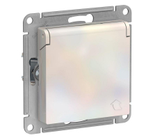 Розетка 2К+З Systeme Electric AtlasDesign 16A 250V со шторками и крышкой жемчужная ATN000446