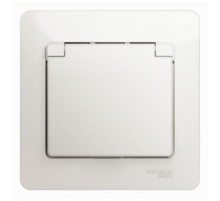 Розетка 2К+З Systeme Electric Glossa 16A 250V со шторками и крышкой перламутр GSL000646