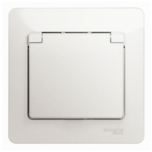 Розетка 2К+З Systeme Electric Glossa 16A 250V со шторками и крышкой перламутр GSL000646