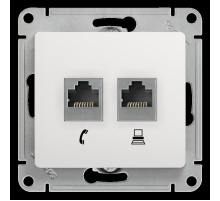 Розетка компьютерная RJ45/RJ11 Systeme Electric Glossa 5e кат UTP белая GSL000185