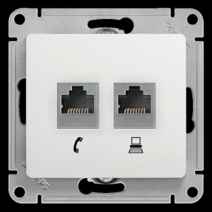 Розетка компьютерная RJ45/RJ11 Systeme Electric Glossa 5e кат UTP белая GSL000185