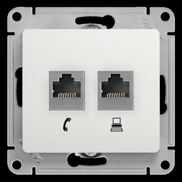 Розетка компьютерная RJ45/RJ11 Systeme Electric Glossa 5e кат UTP белая GSL000185