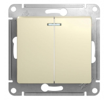 Выключатель двухклавишный Systeme Electric Glossa 10A 250V с подсветкой бежевый GSL000253 Выключатель двухклавишный Systeme Electric Glossa 10A 250V с подсветкой бежевый GSL000253