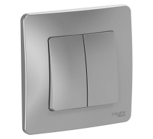 Выключатель двухклавишный Systeme Electric Blanca 10A 250V алюминий BLNVS010503