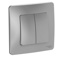 Выключатель двухклавишный Systeme Electric Blanca 10A 250V алюминий BLNVS010503