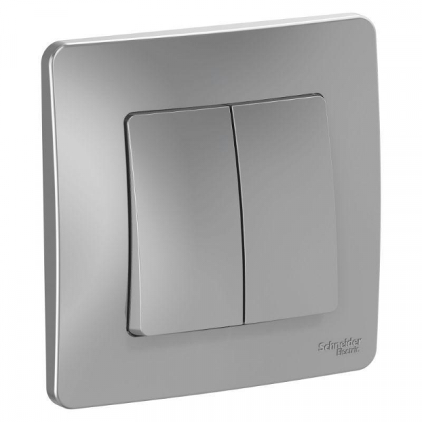 Выключатель двухклавишный Systeme Electric Blanca 10A 250V алюминий BLNVS010503 Выключатель двухклавишный Systeme Electric Blanca 10A 250V алюминий BLNVS010503
