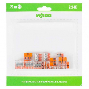 221-413 Универсальная компактная клемма 3-контактная до 4,0 мм² (20 шт/уп) WAGO 07-5363-20