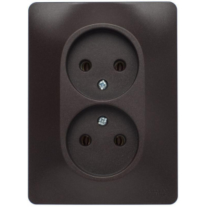 Розетка двойная 2К Systeme Electric Glossa 16A 250V шоколад GSL000820