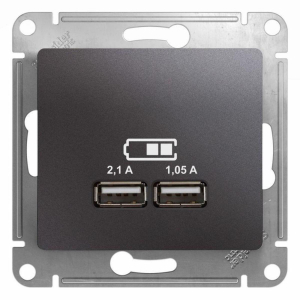 Розетка 2хUSB Systeme Electric Glossa Type A+A графит GSL001333