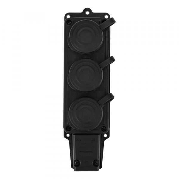 Колодка каучуковая 3 гнезда с крышкой черная, с/з, 16А, IP44, PROconnect 111-113-4