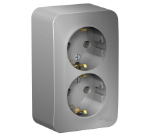 Розетка двойная 2К+З Systeme Electric Blanca 16A 250V алюминий BLNRA010213
