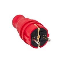 Вилка красная каучуковая прямая 230В 2P+PE 16A IP44 EKF PRO RPS-011-16-230-44-rr