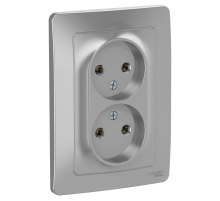 Розетка двойная 2К Systeme Electric Blanca 16A 250V алюминий BLNRS000023