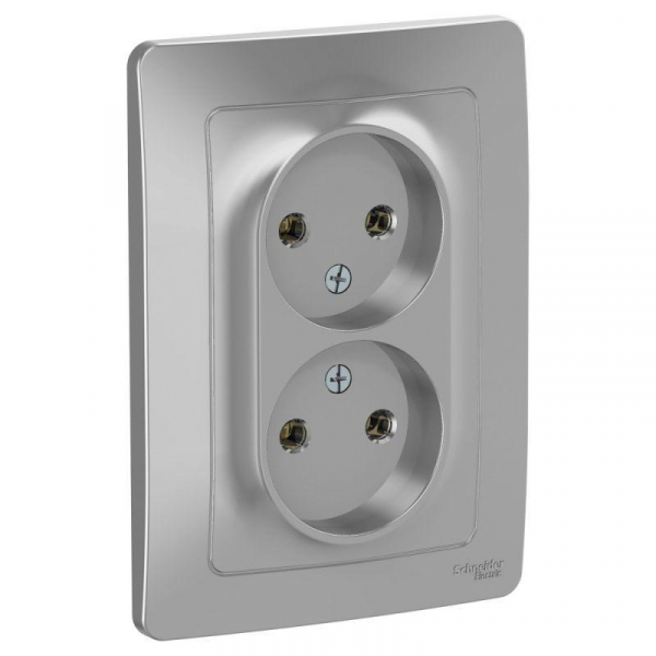 Розетка двойная 2К Systeme Electric Blanca 16A 250V алюминий BLNRS000023 Розетка двойная 2К Systeme Electric Blanca 16A 250V алюминий BLNRS000023