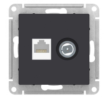 Розетка компьютерная RJ45/TV Systeme Electric AtlasDesign 5e кат UTP карбон ATN001089