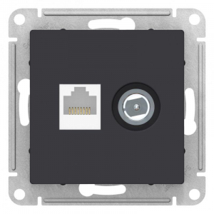 Розетка компьютерная RJ45/TV Systeme Electric AtlasDesign 5e кат UTP карбон ATN001089