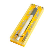 Нож макетный с алюминиевой рукояткой, 0,5 мм, кейс, 6 лезвий в комплекте, Stekker KMU-41-S 50197