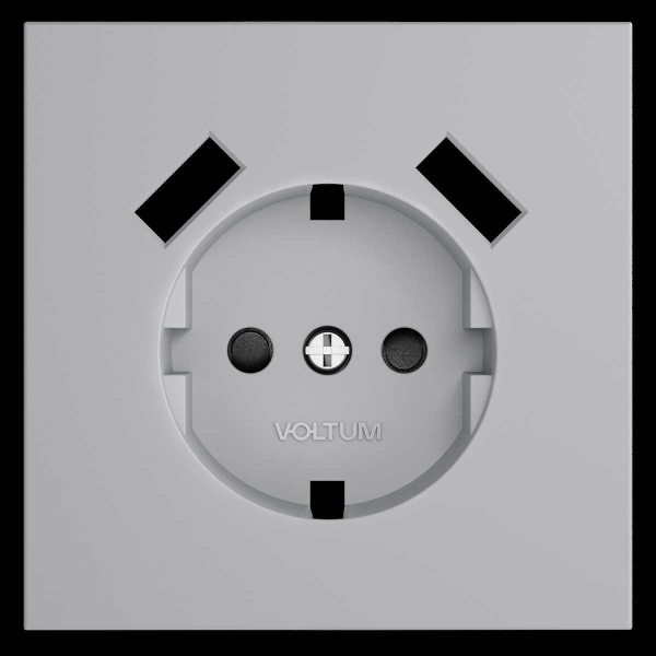 Накладка для розетки с заземлением и защитными шторками, с USB A+A, S70 (серый) Voltum VLS000916
