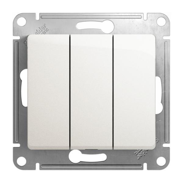 Выключатель трехклавишный Systeme Electric Glossa 10A 250V перламутр GSL000631 Выключатель трехклавишный Systeme Electric Glossa 10A 250V перламутр GSL000631