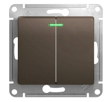 Выключатель двухклавишный Systeme Electric Glossa 10A 250V с подсветкой шоколад GSL000853