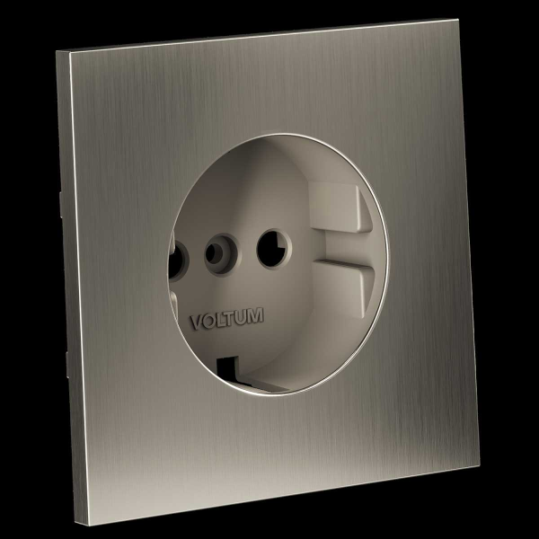 Накладка для розетки с заземлением, S70 Metal (никель) Voltum VLSM000611