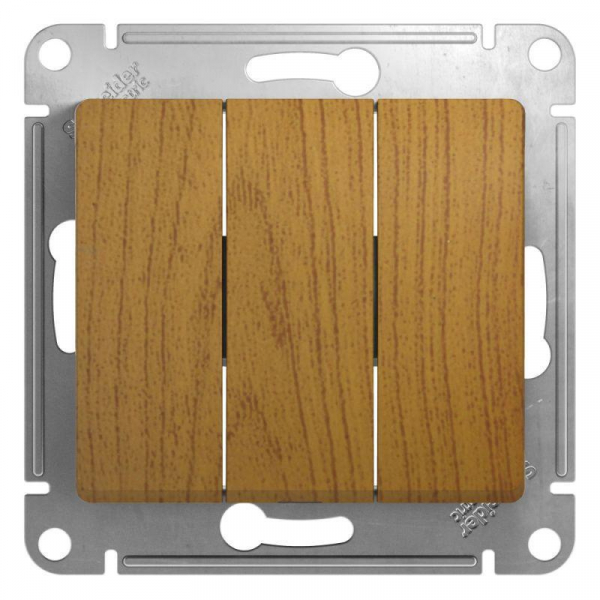 Выключатель трехклавишный Systeme Electric Glossa 10A 250V дуб GSL000531 Выключатель трехклавишный Systeme Electric Glossa 10A 250V дуб GSL000531