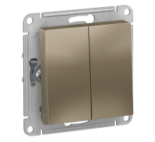 Переключатель двухклавишный проходной Systeme Electric AtlasDesign 10A 250V шампань ATN000565