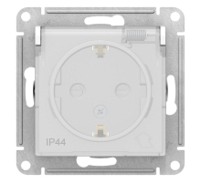 Розетка 2К+З Systeme Electric AtlasDesign 16A 250V со шторками и крышкой белая ATN440146