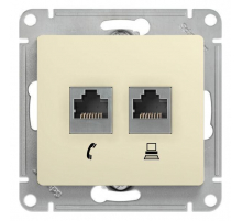 Розетка компьютерная RJ45/RJ11 Systeme Electric Glossa 5e кат UTP бежевая GSL000285