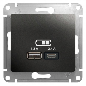 Розетка двойная USB Systeme Electric Glossa Type A+С антрацит GSL000739