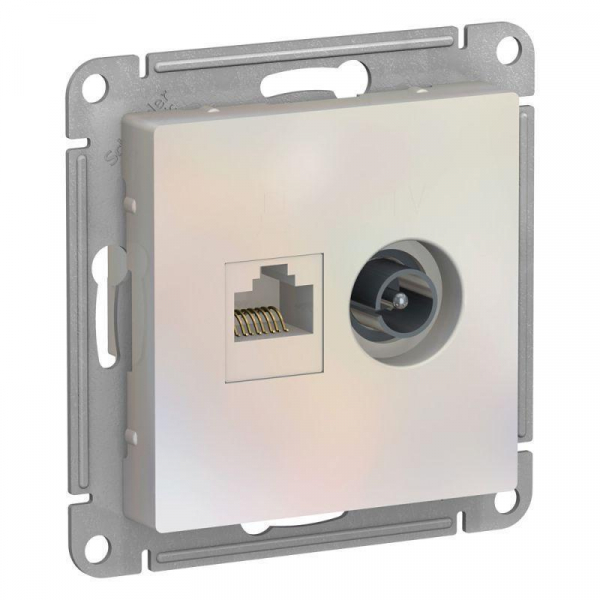 Розетка компьютерная RJ45/TV Systeme Electric AtlasDesign 5e кат UTP жемчужная ATN000489 Розетка компьютерная RJ45/TV Systeme Electric AtlasDesign 5e кат UTP жемчужная ATN000489