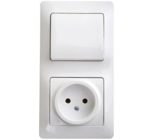 Блок розетка 2К -выключатель Systeme Electric Glossa белый GSL000160