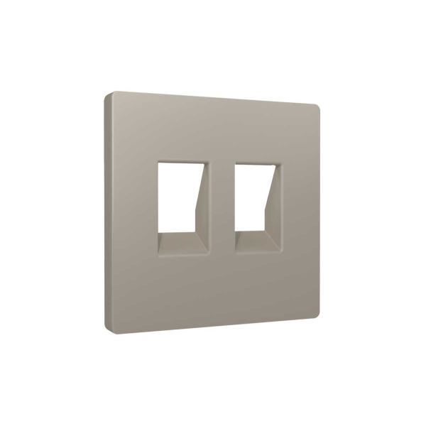 Лицевая панель для компьютерной/телефонной двойной розетки, серо-бежевый Ambrella Volt AP3721
