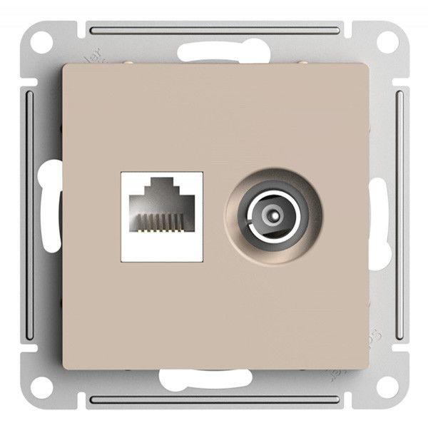 Розетка компьютерная RJ45/телевизионная TV Systeme Electric AtlasDesign кат. 5Е песочный ATN001289 Розетка компьютерная RJ45/телевизионная TV Systeme Electric AtlasDesign кат. 5Е песочный ATN001289