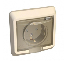 Розетка 2К+З Systeme Electric Этюд 16A 250V с крышкой шторками кремовая PC16-044K