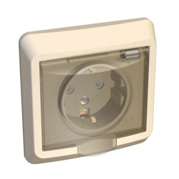 Розетка 2К+З Systeme Electric Этюд 16A 250V с крышкой шторками кремовая PC16-044K Розетка 2К+З Systeme Electric Этюд 16A 250V с крышкой шторками кремовая PC16-044K