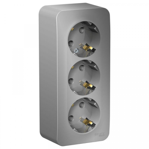 Розетка тройная 2К+3 Systeme Electric Blanca 16A 250V алюминий BLNRA010313 Розетка тройная 2К+3 Systeme Electric Blanca 16A 250V алюминий BLNRA010313