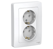 Розетка двойная 2К+З Systeme Electric Blanca 16A 250V со шторками белая BLNRS001121