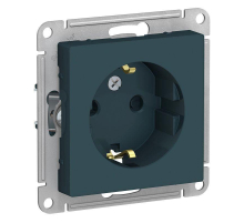 Розетка 2К+З Systeme Electric AtlasDesign 16A 250V со шторками изумруд ATN000845