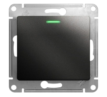 Переключатель одноклавишный проходной Systeme Electric Glossa 10A 250V с подсветкой антрацит GSL000763