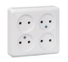 Розетка четырехместная 2К Systeme Electric Этюд 16A 250V белая PA16-205B