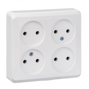 Розетка четырехместная 2К Systeme Electric Этюд 16A 250V белая PA16-205B