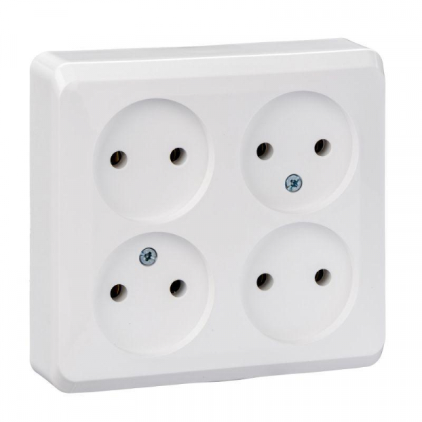 Розетка четырехместная 2К Systeme Electric Этюд 16A 250V белая PA16-205B Розетка четырехместная 2К Systeme Electric Этюд 16A 250V белая PA16-205B