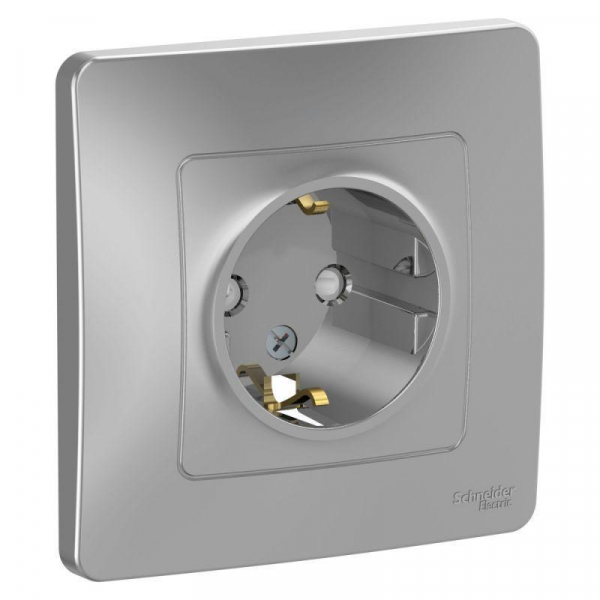 Розетка 2К+З Systeme Electric Blanca 16A 250V со шторками алюминий BLNRS001113 Розетка 2К+З Systeme Electric Blanca 16A 250V со шторками алюминий BLNRS001113