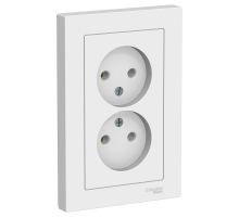 Розетка двойная 2К Systeme Electric AtlasDesign 16A 250V белая ATN000120