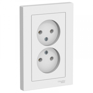 Розетка двойная 2К Systeme Electric AtlasDesign 16A 250V белая ATN000120