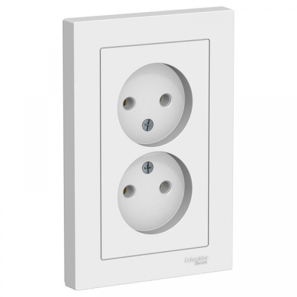 Розетка двойная 2К Systeme Electric AtlasDesign 16A 250V белая ATN000120
