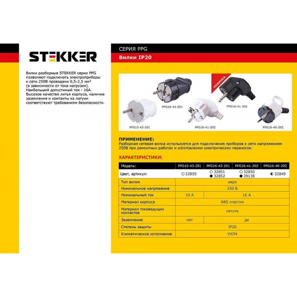 Вилка угловая Stekker PPG16-40-202 32849 Вилка угловая Stekker PPG16-40-202 32849