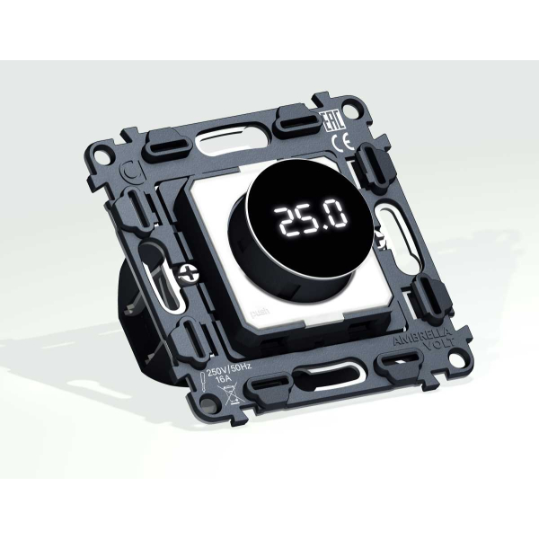 Механизм терморегулятора с цифровым дисплеем с датчиком для теплого пола с подсветкой 16A-250V QUANT (EXTRA CONTROL) VM1385